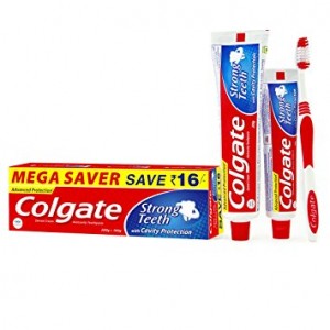 Colgate Toothpaste Strong Teeth - 300 g (Anti-cavity) Free Toothbrush