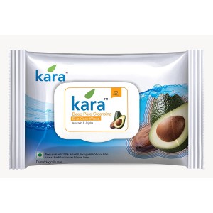 Kara Deep Pore Cleansing Skin Care Wipes - Avocado & Jojoba - 10Pcs