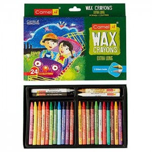 Camel Wax Crayons + 2 Glitters 24 Shades
