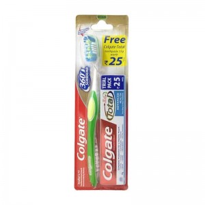 Colgate 360 surround tooth brush + free colgate total toothpaste Rs 25 1 Pc