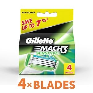 Gillette Mach 3 - Sensitive Manual Shaving Razor Blades (Cartridge), 4 pcs