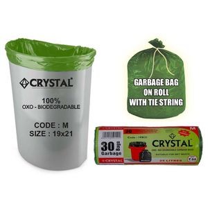 Crystal Oxo Biodegradable Green Garbage Bag On Roll Medium (19X21), 30 pcs 19 inch X 21 inch