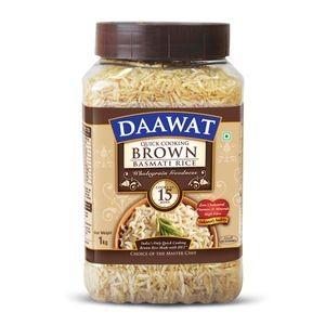 Daawat Basmati Rice - Brown (Quick Cooking), 1 kg Jar