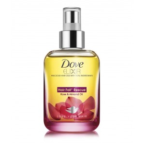 Dove Elixir Hair Fall Rescue Rose & Almond Hair Oil, 90 ml Bottle