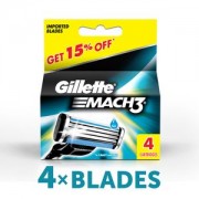 Gillette Mach 3 - Manual Shaving Razor Blades (Cartridge), 4 pcs