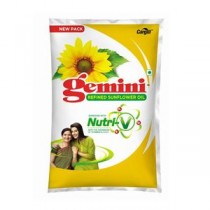 Gemini Refined- Sunflower Oil with Nutri-V, 1 ltr Pouch