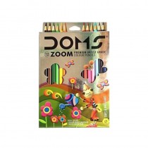 Doms Zoom Premium Artist Grade Colour Pencils 12 Assorated Shades (1 Colour pencil Sharpener & 2 water colour Pens) 175 mm x 6.9 mm
