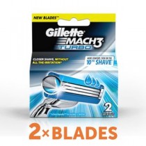 Gillette Mach 3 - Turbo Manual Shaving Razor Blades (Cartridge), 2 pcs