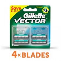 Gillette Vector plus - Manual Shaving Razor Blades (Cartridge), 4 pcs